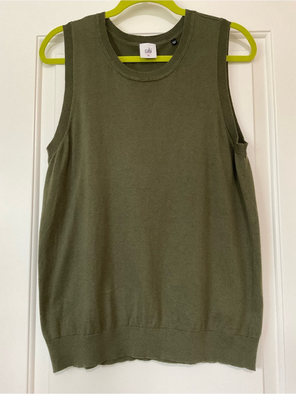 Cabi Olive Green Crewneck Knit Shell